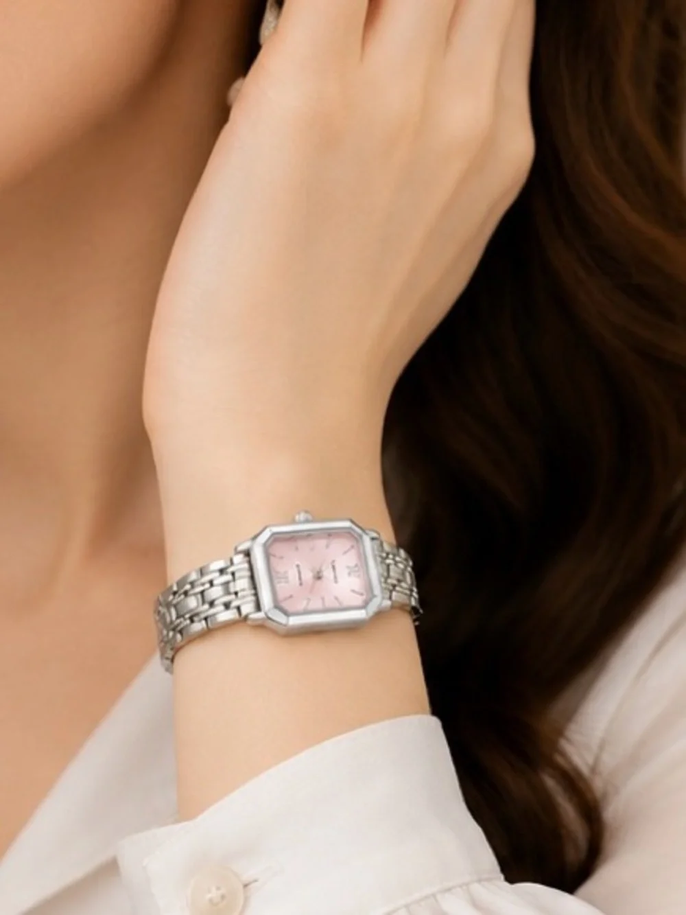 Women’s Silver Rectangle Bracelet Watch | Elegant Minimalist Quartz Wristwatc